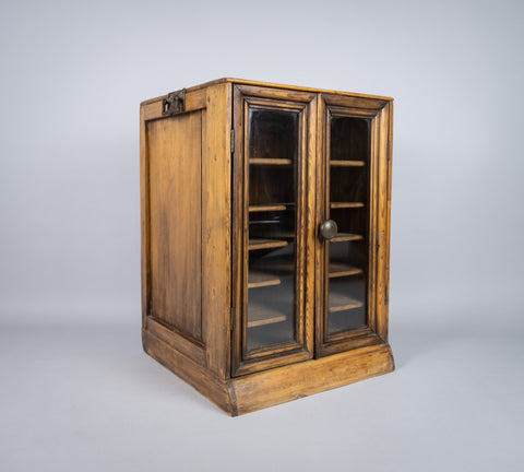 Early 20th Century Glazed Pine Collector's Cabinet. - Harrington Antiques