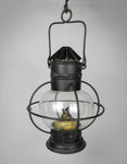 Early 20th Century Toleware Globular Hanging Oil Lamp With Brass Burner. - Harrington Antiques