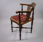 Edwardian Mahogany Inlaid Corner Chair With Musical Instrument Motif - Harrington Antiques