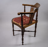 Edwardian Mahogany Inlaid Corner Chair With Musical Instrument Motif - Harrington Antiques