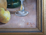 Enid Clarke RMS (1919-2020) Still Life of Fruit & Sherry. Signed & Dated, 1976. - Harrington Antiques