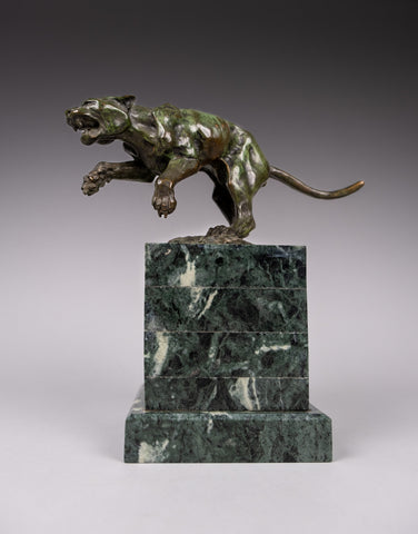 Fine Bronze Jaguar Sculpture On Marble Plinth - Signed 'S. Maclaurin'. - Harrington Antiques
