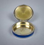 Fine French Silver and Blue Guilloche Enamel Pill Box, c.1930 - Harrington Antiques