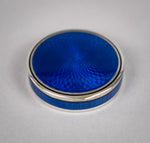 Fine French Silver and Blue Guilloche Enamel Pill Box, c.1930 - Harrington Antiques