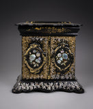 Fine Mother of Pearl & Abalone Ebonised Papier-Mache Jewellery Cabinet, c.1850. - Harrington Antiques