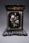 Fine Mother of Pearl & Abalone Ebonised Papier-Mache Jewellery Cabinet, c.1850. - Harrington Antiques