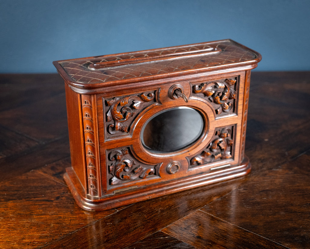 Glazed Letters Fine Victorian Carved Walnut Glazed Letter Box | Harrington Antiques
