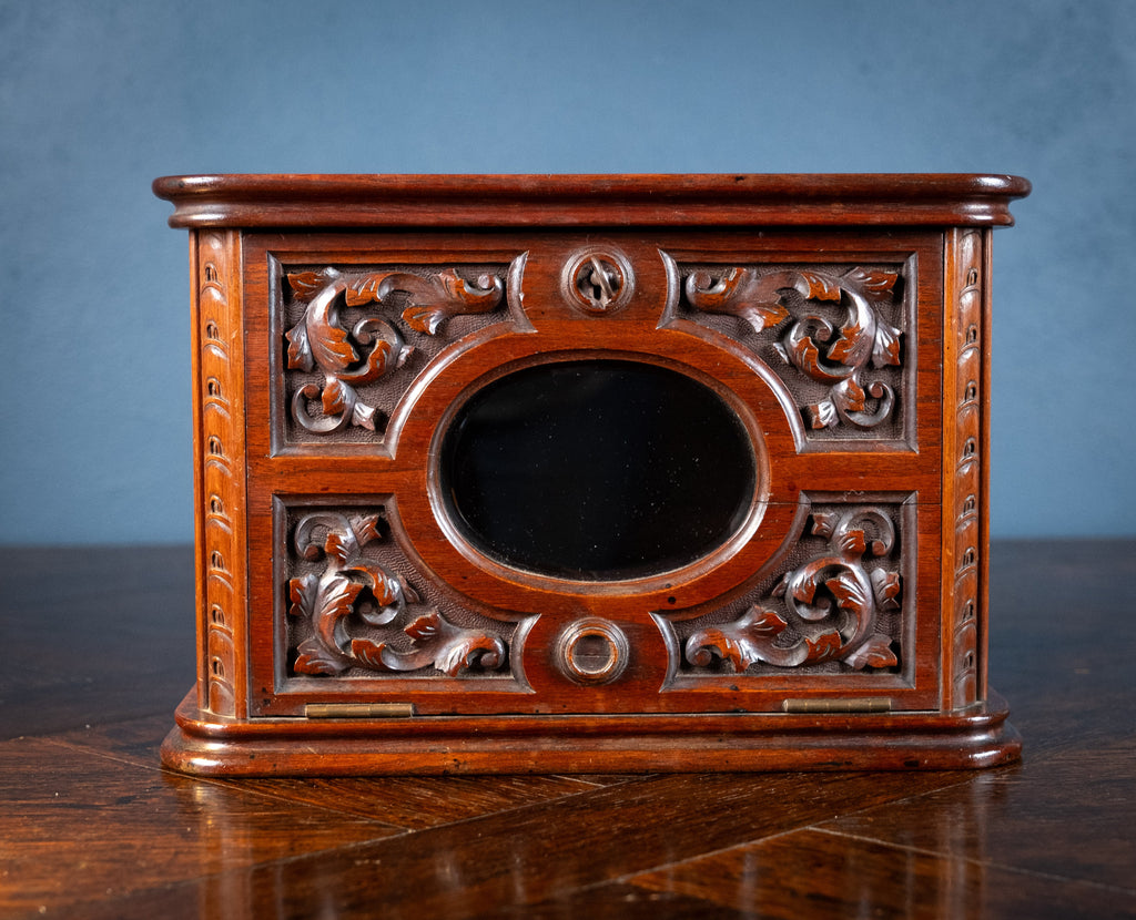 Glazed Letters Fine Victorian Carved Walnut Glazed Letter Box | Harrington Antiques