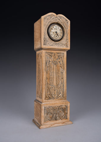 Folk Art Carved Grandfather Clock Pocket Watch Holder - Harrington Antiques