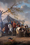 Follower Of Philips Wouwerman (1619-1668) - A Military Camp - 18th Century, Oil On Canvas. - Harrington Antiques