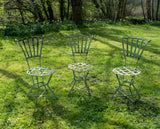 French 19th Century Wrought Iron Garden Chairs - Set of 3. - Harrington Antiques