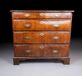 George II Walnut Cross Banded Chest Of Drawers, c.1740 - Harrington Antiques