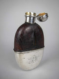 George V Silver & Crocodile Leather Hip Flask by E A Jacob, London, 1914. - Harrington Antiques