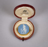 Georgian Wedgwood Blue Jasparware 9 Carat Gold Mounted Brooch In Case. - Harrington Antiques