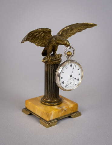 Gilt Bronze & Marble Eagle Pocket Watch Holder by Deposé, c.1890. - Harrington Antiques