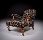 Howard Style Walnut Open Armchair, c.1880 (stamped) - Harrington Antiques