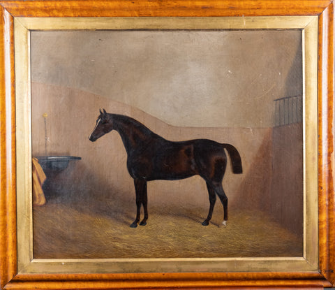 James Clarke (1858-1943) Chestnut Horse In Stable. Oil On Canvas. - Harrington Antiques