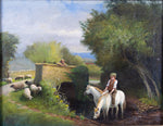 J.J. Johnson (1909) - Country Scene With Horses & Sheep. Signed & Dated. - Harrington Antiques