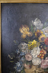 Large 18th Century Oil On Canvas - Still Life Of Flowers With Cupid Urn. - Harrington Antiques