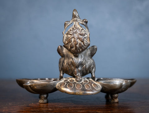 Large 19th Century Bronze Disguised Devil/Bird Inkwell - Harrington Antiques