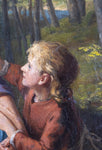 Large 19th Century Oil On Canvas - Grandmother & Child In Woodland. - Harrington Antiques