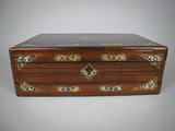 Large 19th Century Rosewood and Mother of Pearl Writing Slope With Key. - Harrington Antiques