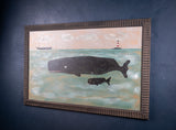 Large Cornish Folk Art Of Whale & Calf In Seascape - Harrington Antiques