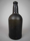 Large English 18th Century Dark Olive Green Glass Rum Bottle - Harrington Antiques