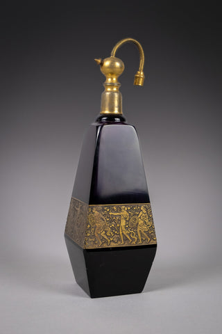 Large Moser Amethyst Glass Scent Bottle / Atomiser, c.1925. - Harrington Antiques