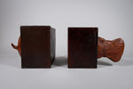 Large Red Leather Hippo Bookends - Harrington Antiques