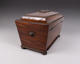 Large Regency Rosewood Tea Caddy With Fitted Interior (and Royal Marine Badges). - Harrington Antiques