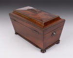 Large Regency Rosewood Tea Caddy With Fitted Interior (and Royal Marine Badges). - Harrington Antiques