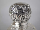 Large Sterling Silver & Cut Glass Scent Bottle by Cornelius Desormeaux, London, 1900. - Harrington Antiques