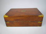 Large Victorian Mahogany & Brass Campaign Writing Slope With Frieze Drawer, c.1840 - Harrington Antiques