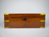 Large Victorian Mahogany & Brass Campaign Writing Slope With Frieze Drawer, c.1840 - Harrington Antiques