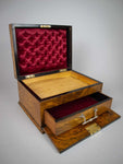 Large Walnut and Ebony Veneer Jewellery Box With Drawer, c.1910. - Harrington Antiques