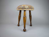 Late 19th Century Small Oak Needlework Stool With Tapered Ball Legs - Harrington Antiques