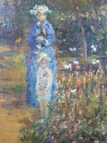 Mid 19th Century French School Impressionist Oil On Canvas - Mother & Child In Garden. - Harrington Antiques