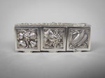 Mid 20th Century Continental Silver Plated Pill Box With Harvest Repousse - Harrington Antiques