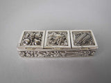 Mid 20th Century Continental Silver Plated Pill Box With Harvest Repousse - Harrington Antiques