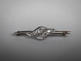 Mid-Century 18 Carat White Gold & Diamond Bar Brooch / Pendant. - Harrington Antiques