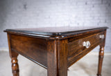Mid Victorian Oak Writing Desk With Single Drawer, Key & Ceramic Castors. - Harrington Antiques