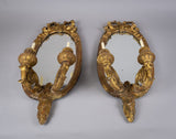 Pair Of Early 19th Century French Louis XVI Style Giltwood Girandole Oval Mirrors, - Harrington Antiques