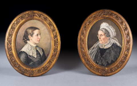 Pair of Fine 19th Century Watercolour Portraits - Harrington Antiques