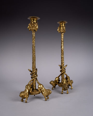 Pair Of Gilt Bronze French Candlesticks, c.1900 - Harrington Antiques