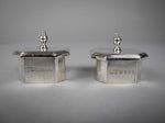 Pair Of Sterling Silver Pepperettes / Pepper Shakers. Carrington & Co, 1935. - Harrington Antiques