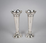 Pair Sterling Silver Spill Vases by W. E. Hill & Co, London, 1907 - Harrington Antiques