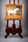 Portrait Of A White Horse In Stable, Signed & Dated 'R. Cooper, 1849'. Oil On Canvas. - Harrington Antiques