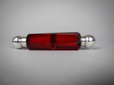 Ruby Glass and Sterling Silver Triangular Cut Double Ended Scent Bottle, c.1890-1900. - Harrington Antiques