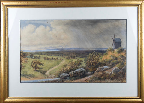 Stephen Wakefield (1894), Large Country Landscape With Windmill/Estuary - Watercolour. - Harrington Antiques
